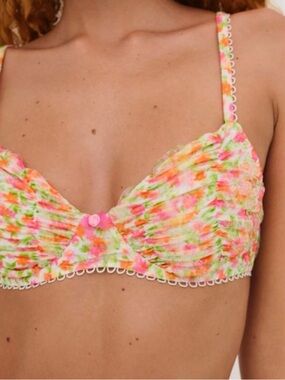 NWT For Love & Lemons Giselle floral mesh bra, size S